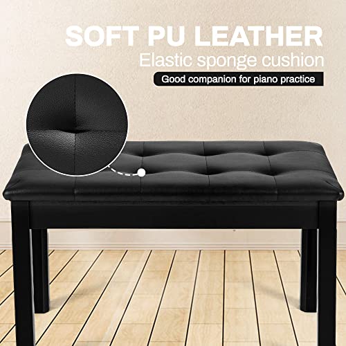 White Wooden Piano Bench with Storage and Padded Cushion F49581