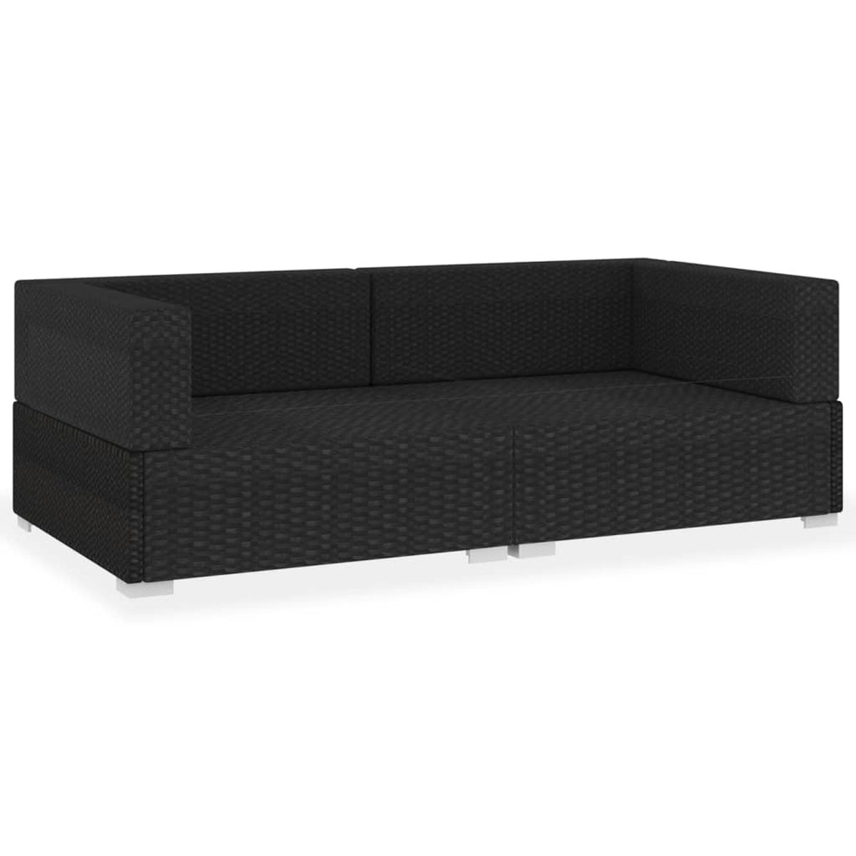 Black Poly Rattan Patio Sofa Set with Cushions Y4405