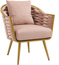 Beige Velvet Accent Chair with Arms and Pillow K25363