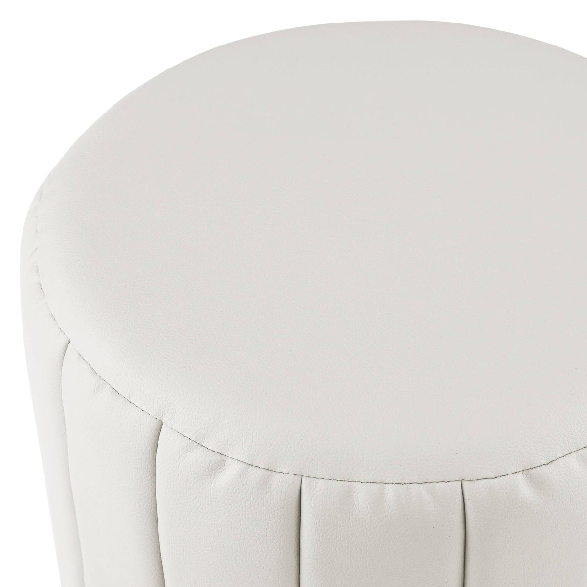 Grey/Silver Leather Round Ottoman G617