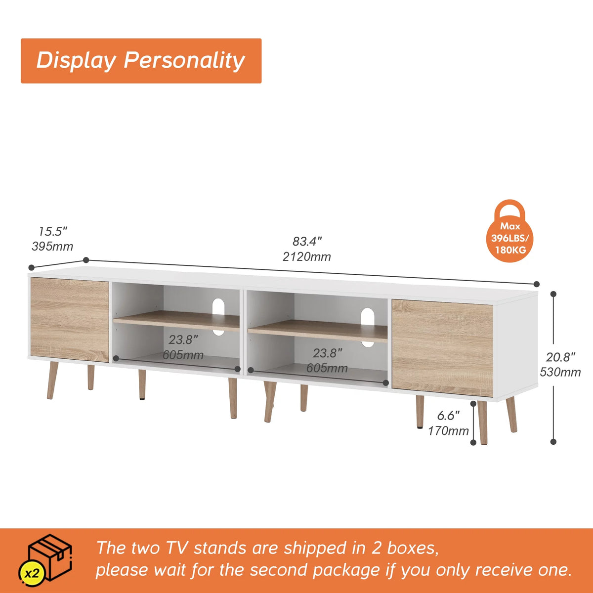 White TV Stand with Storage Cabinets G360472