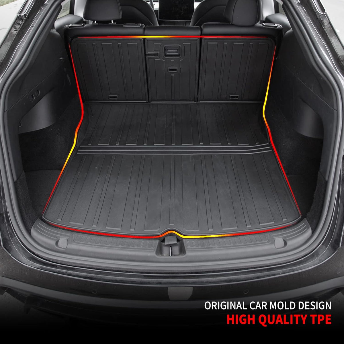 TPE Rear Trunk Mat with Backrest Mats for Tesla Model Y T6889