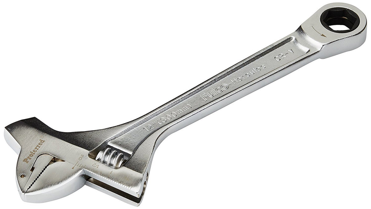 12" Chrome Finish Adjustable Wrench with Hammer, Pack of 2 Z28890