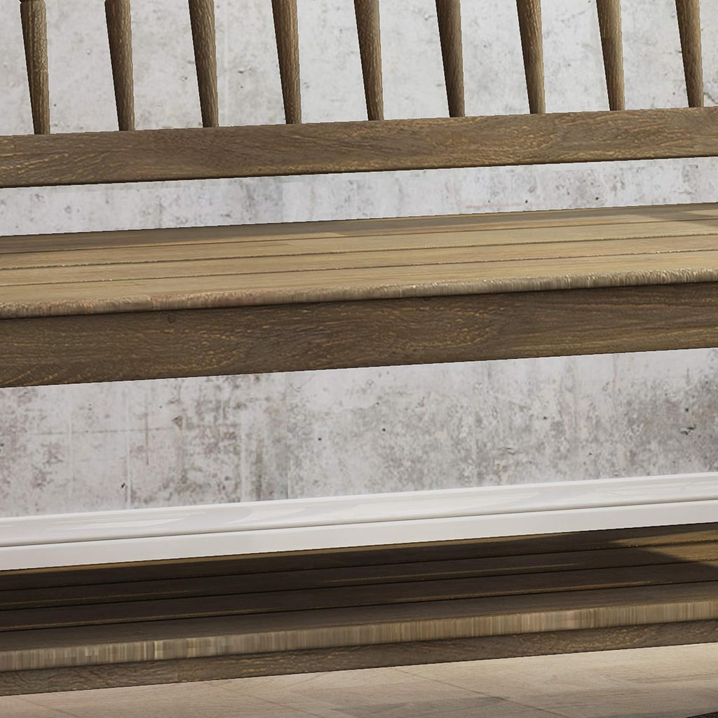 Gray and Black Acacia Wood Bench with Shelf U597