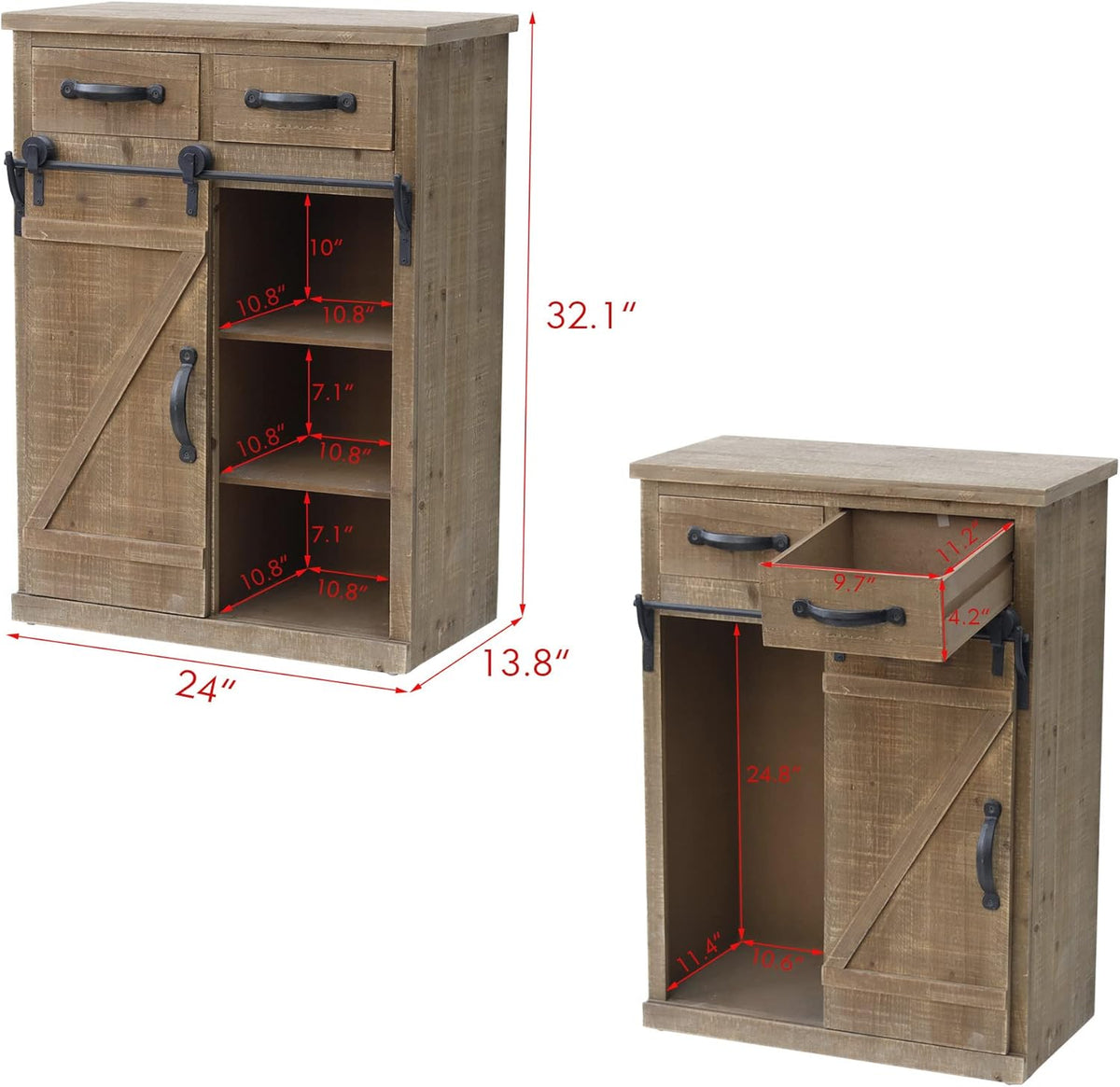 Rustic Barn Door Wood End Table Console Cabinet M761154