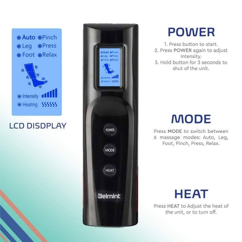 Leg and Foot Air Compression Massager with Heat and 6 Modes F37505