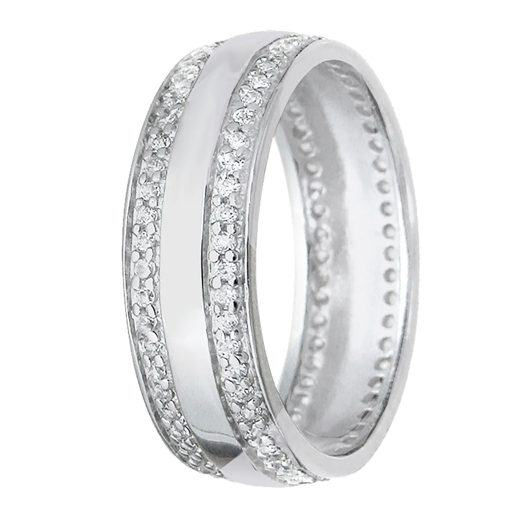 Sterling Silver Wedding Rings Bridal Set U8930
