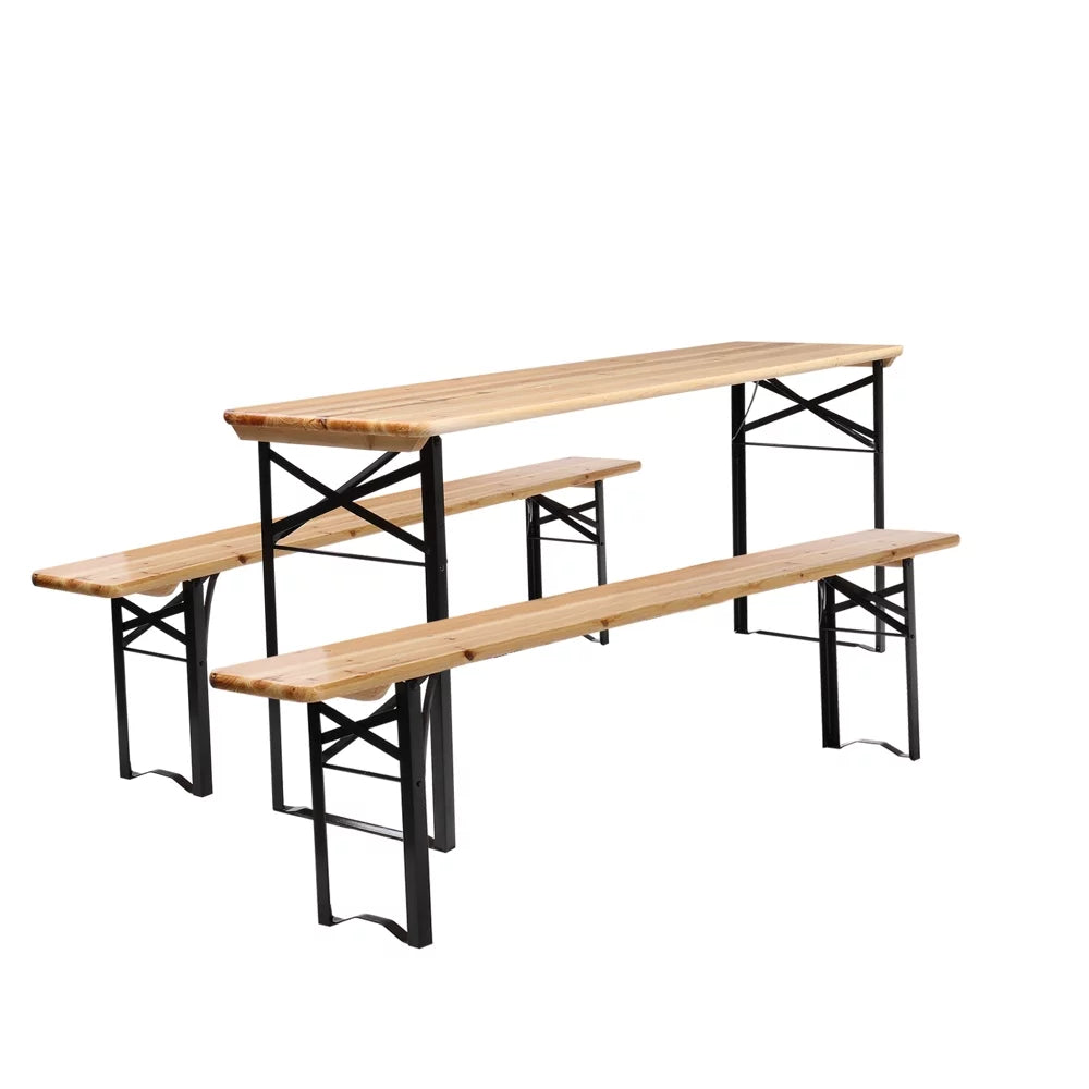 5.8FT Wood Table and Bench Set F505465