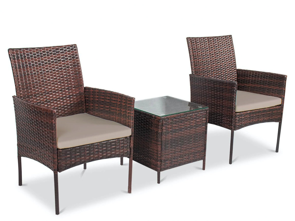 3 Piece Rattan Bistro Patio Furniture Set W73643