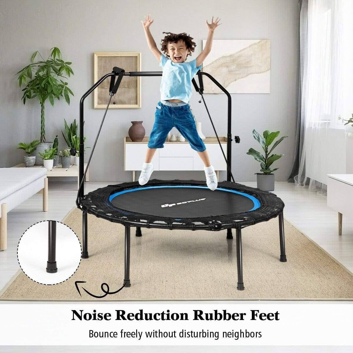 Foldable Fitness Rebounder Trampoline with Resistance Bands E7230
