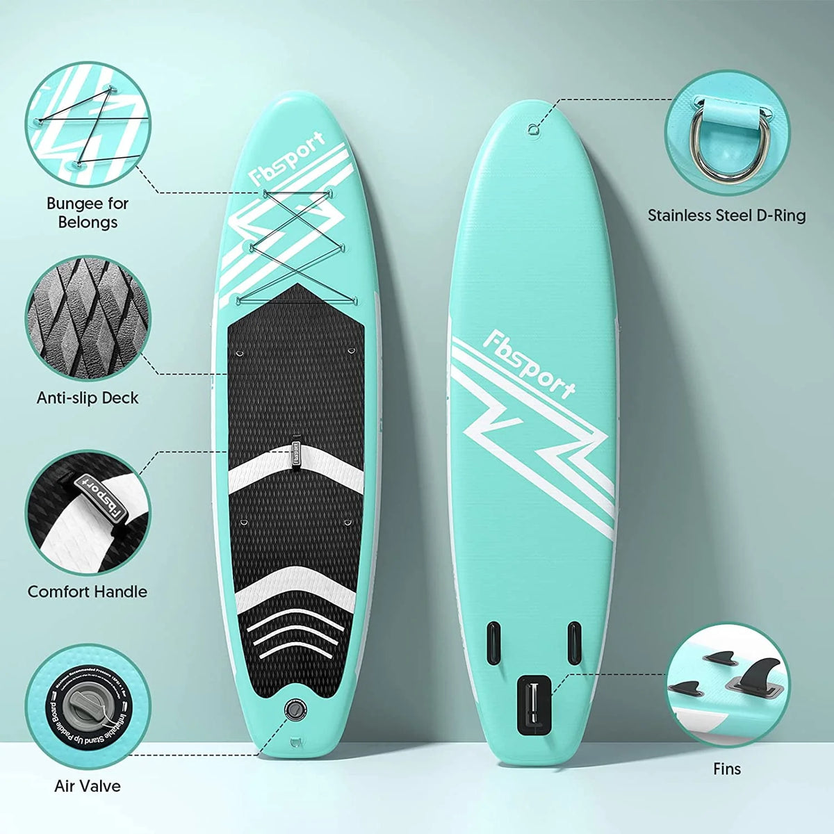 Mint Green Inflatable Paddle Board Z70028