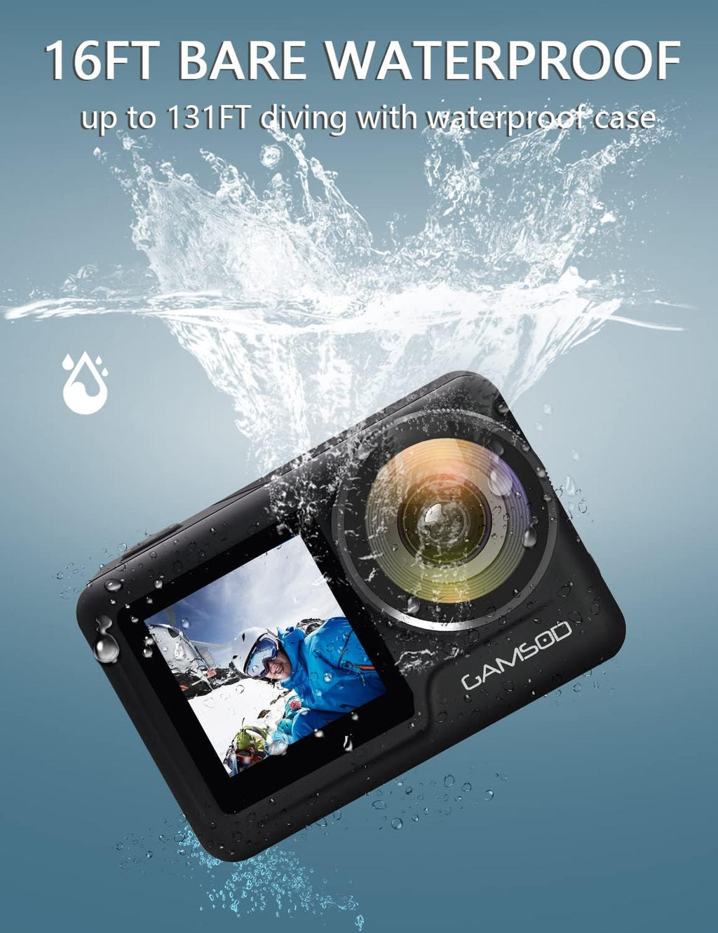 4K 60FPS Action Camera with Stabilization, 20MP WiFi Dual Screen Voice Remote Control 2 Batteries C460