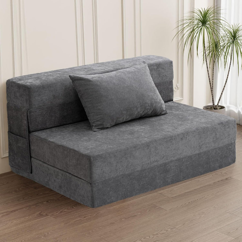 Gray Folding Sofa Bed with Pillow D6468
