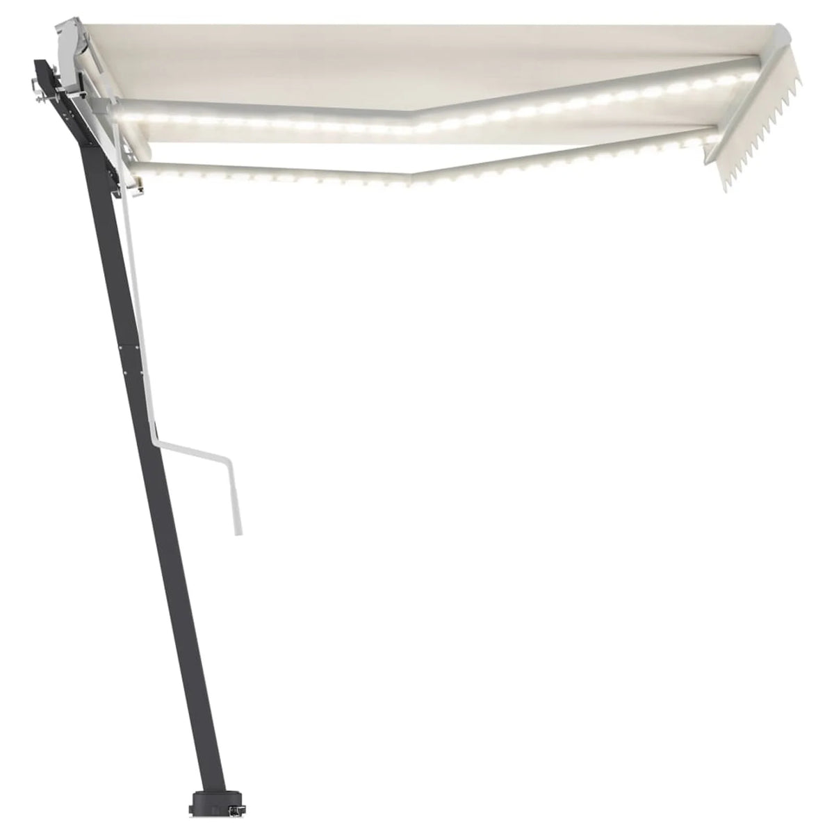 Manual Retractable Awning with LED Outdoor Canopy Sunshade Shelter Cream 118.1 x 98.4 Inches B646