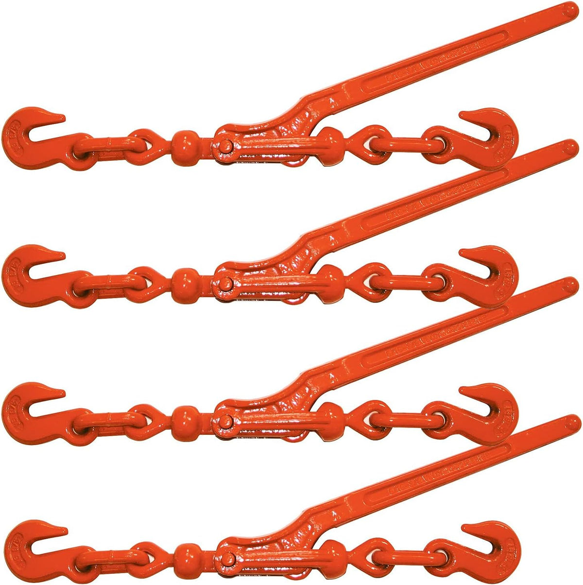 Load Binder with 2 Grab Hooks, 4 Pack, Lever Style, 5,400 Pound Safe Working Load Q755