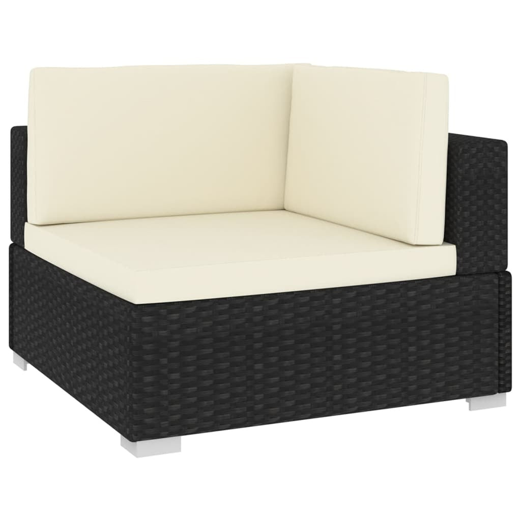 Black Poly Rattan Patio Sofa Set with Cushions Y4405