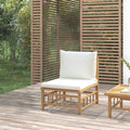 Bamboo Patio Sofa with White Cushions A808499