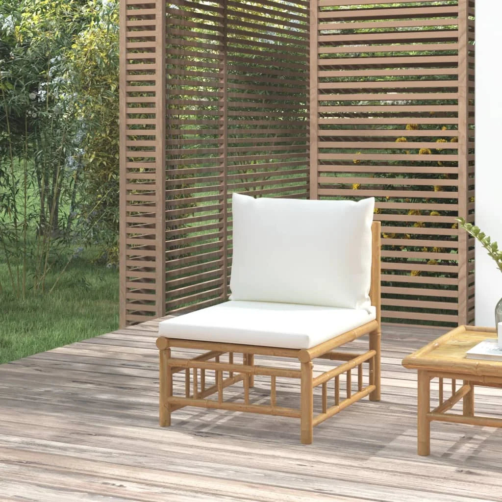 Bamboo Patio Sofa with White Cushions A808499