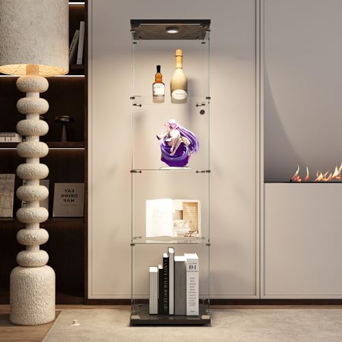 White Two-Door Glass Display Cabinet with 4 Shelves W40060