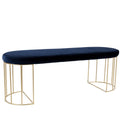 Gold Blue Velvet Dining Entryway Bench H72325