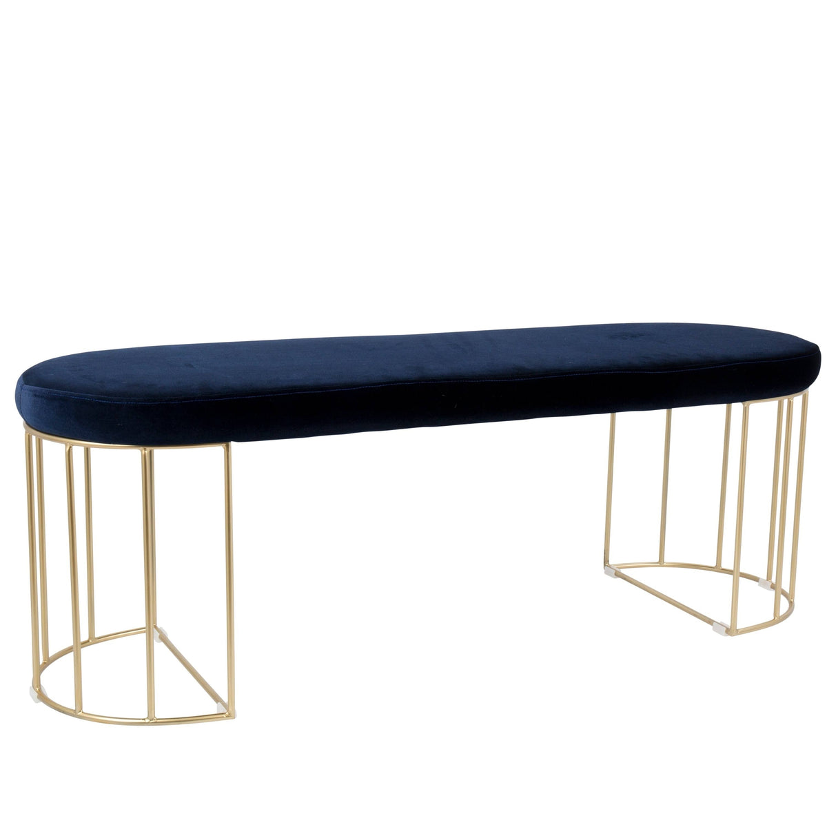 Gold Blue Velvet Dining Entryway Bench H72325