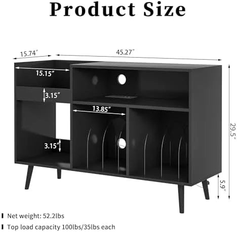 Mid-Century Record Player Stand with Vinyl Record Cabinet M225380