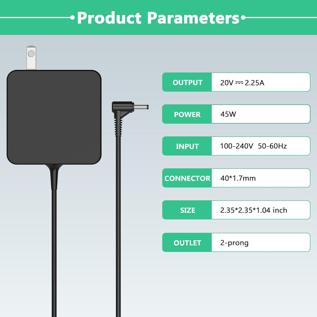 45W 20V 2.25A 4.0 * 1.7MM Round Tip Laptop Charger T70008