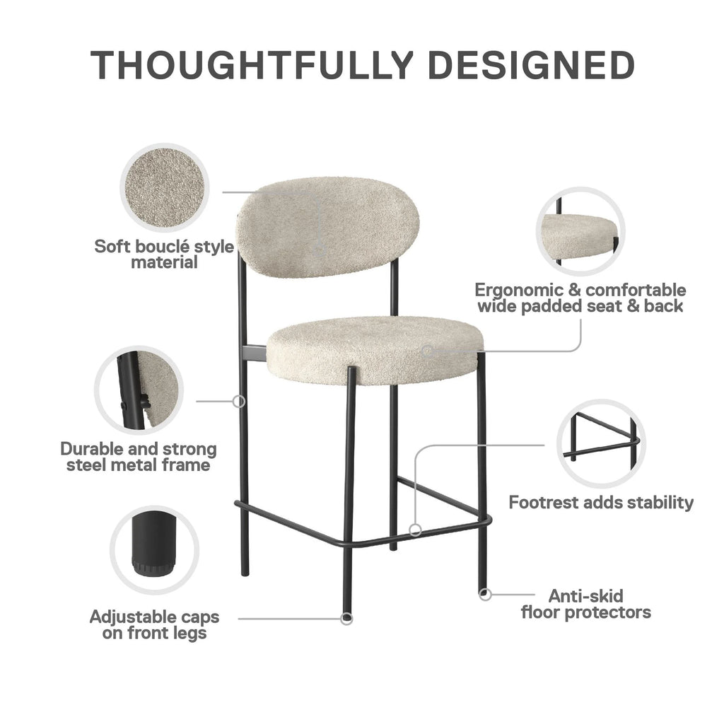 Cream Boucle Counter Stool N219