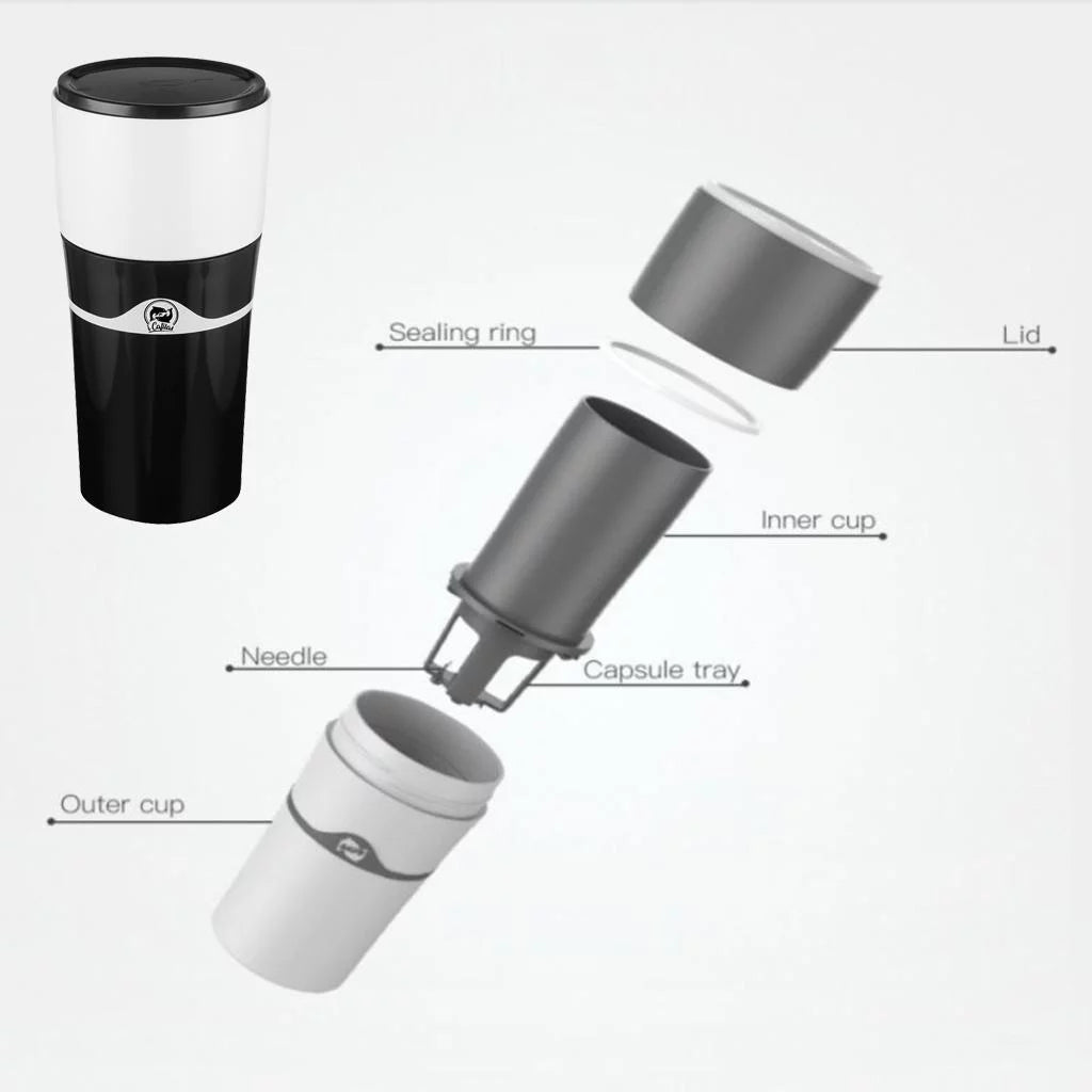 Portable Espresso Maker Single Serve Coffee Maker Travel Mug Black I212154