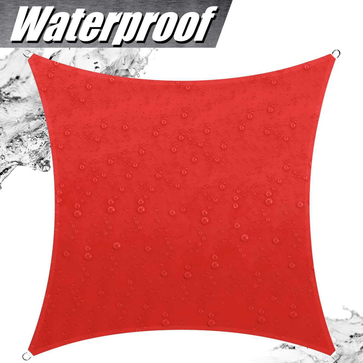 9.5' x 9.5' Red Square Waterproof Sun Shade Sail L445
