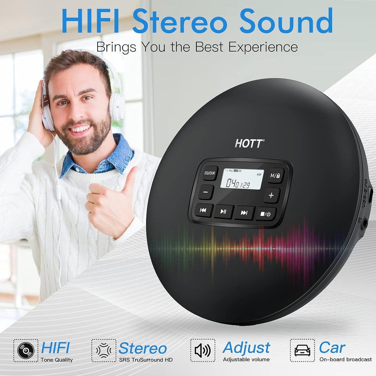 Portable CD Player with Headphones, Black, Pack of 2 T16036