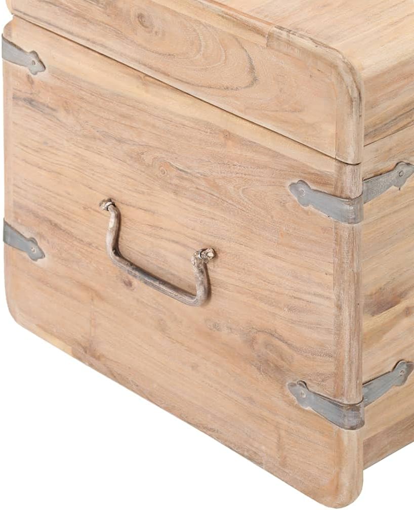 Rustic Solid Acacia Wood Chest Storage with Safety Hinge 15.7" x 15.7" x 15.7" Y306851
