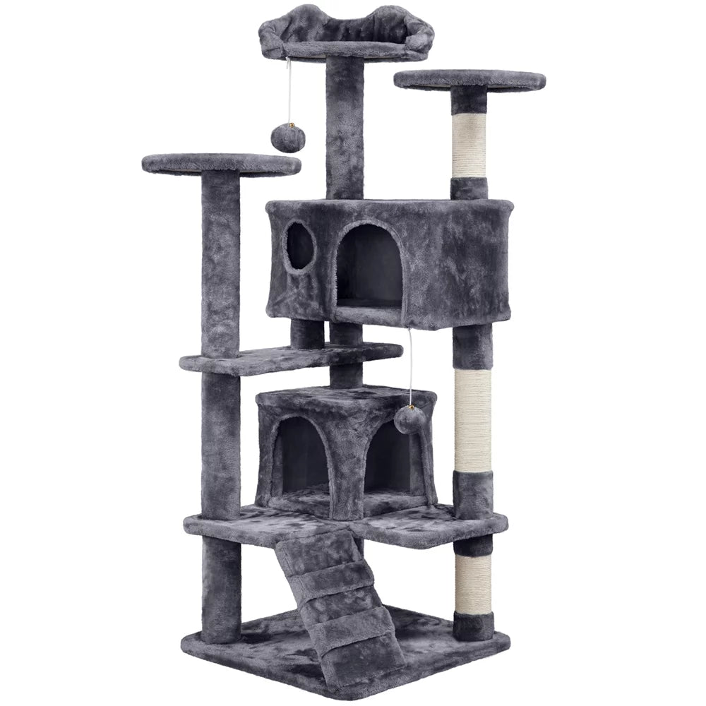 Dark Gray Cat Tree Condo with Scratching Post Tower F505