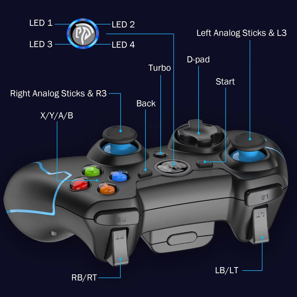 Black 2.4GHz Wireless Gaming Controller H8444