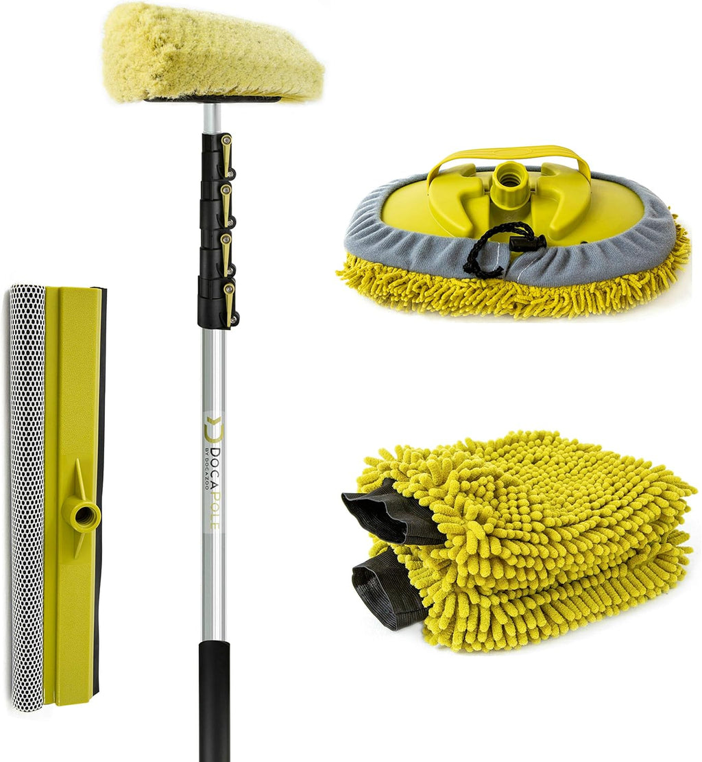 Car Cleaning Kit with Soft Car Wash Brush, Squeegee, Mitt, Microfiber Cleaning Head & Extension Pole H96951