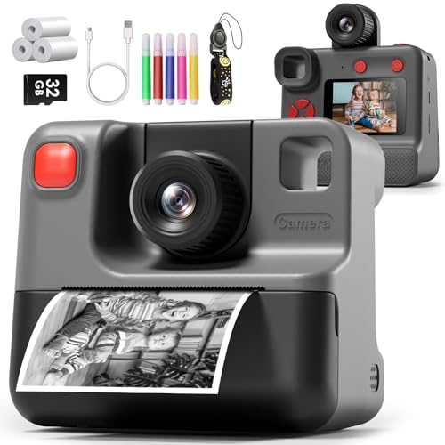 Blue FHD Selfie Digital Video Camera with 3 Rolls Print Paper & 32G Card O7149