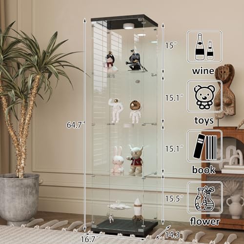 White Two-Door Glass Display Cabinet with 4 Shelves W40060