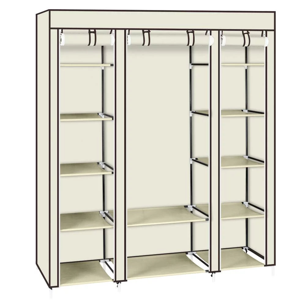 69" Portable Heavy Duty Clothes Closet Wardrobe Storage Organizer Z431