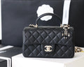 Black Mini Flapbag With Top Handle Q3023