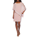 Foil Trim Asymmetrical Popover Cape Dress Y498990