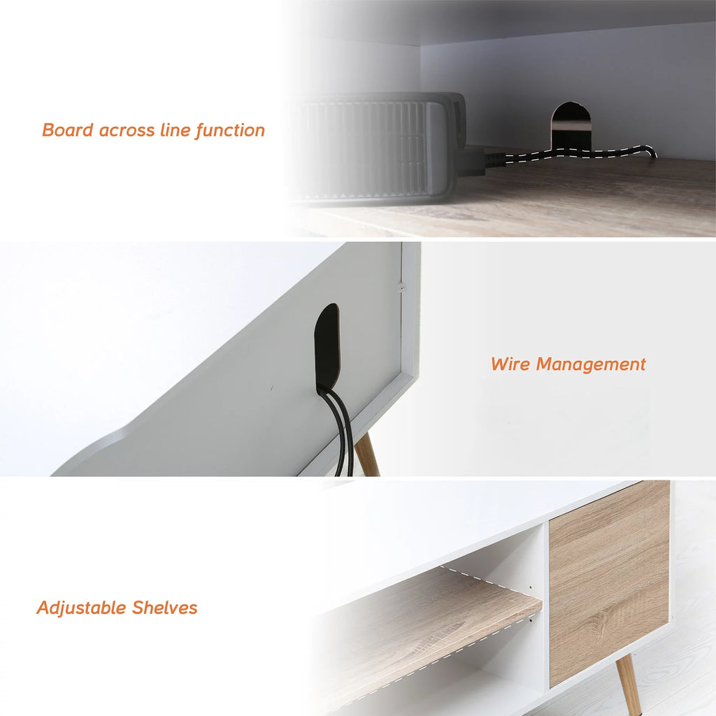 White TV Stand with Storage Cabinets G360472