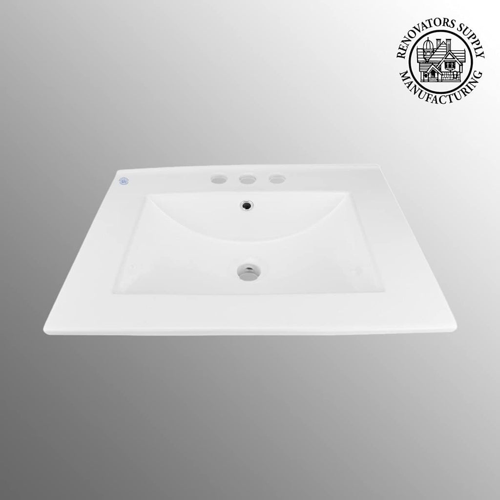 White Drop-in Rectangular Bathroom Sink with Overflow P233222