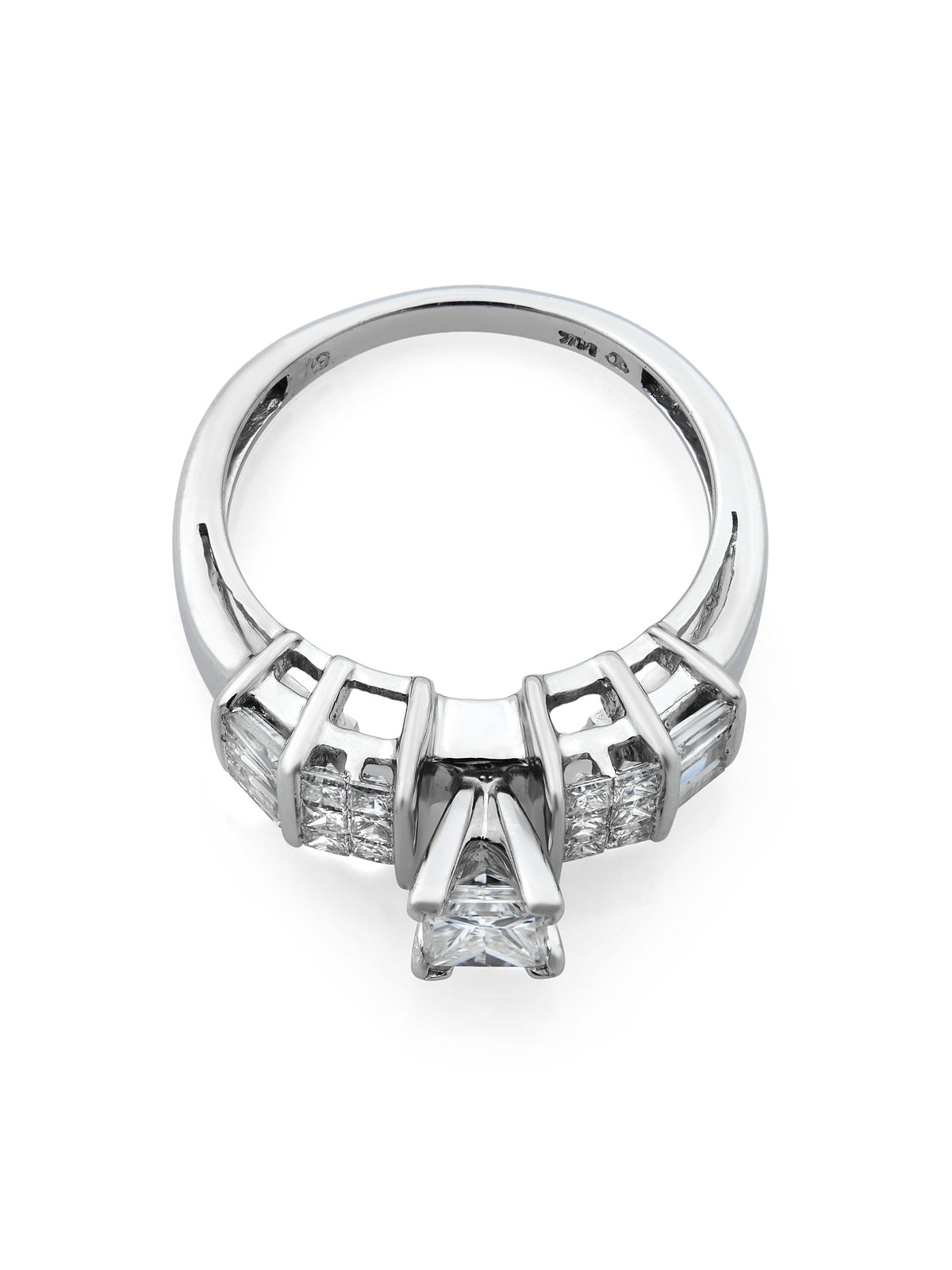 Princess Cut Diamond Engagement Ring 14K White Gold 1.00cts Size 7 S1242