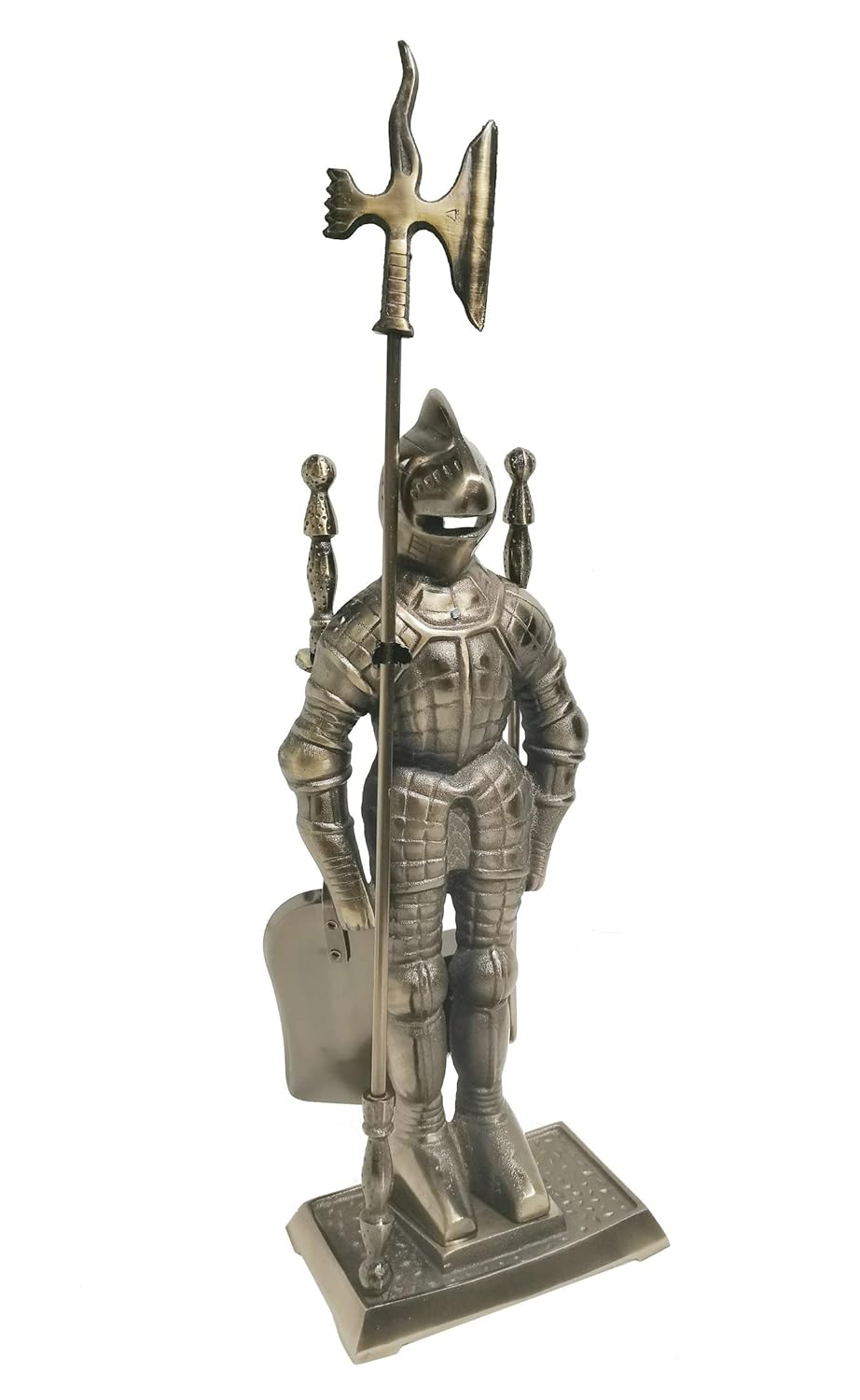 Antique Brass Cast Iron Fireplace Tool Set D728