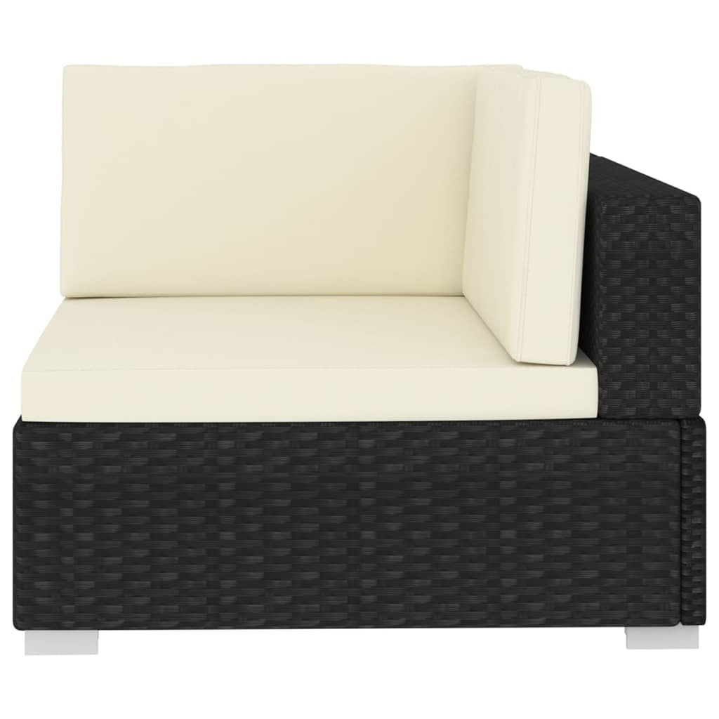 Black Poly Rattan Patio Sofa Set with Cushions Y4405