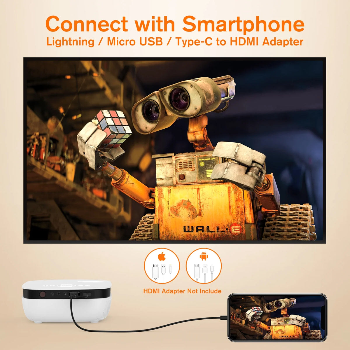 Mini Projector 720P Portable Full HD Home Theater Projector L25772