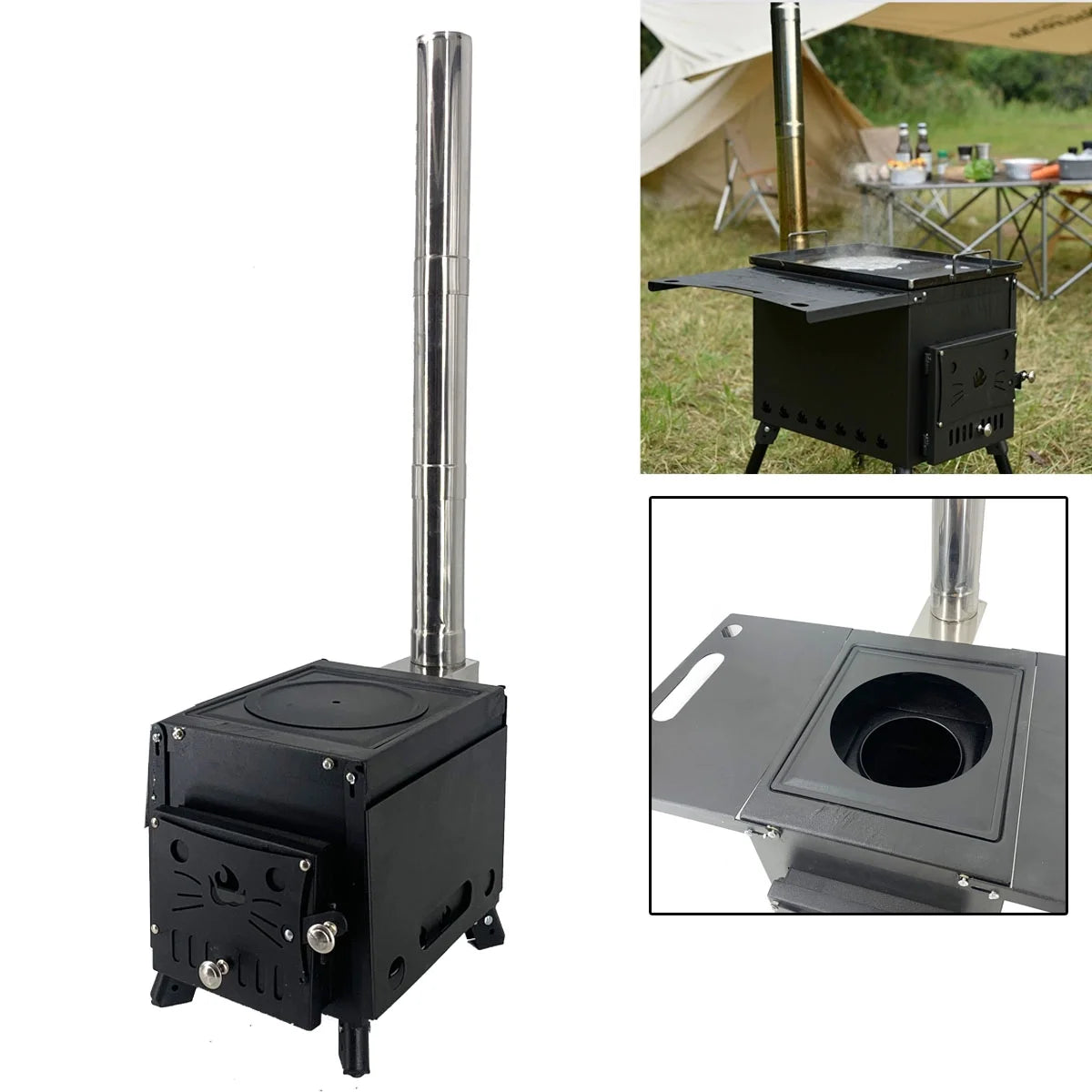Portable Wood Burning Stove with Chimney Pipe S1865