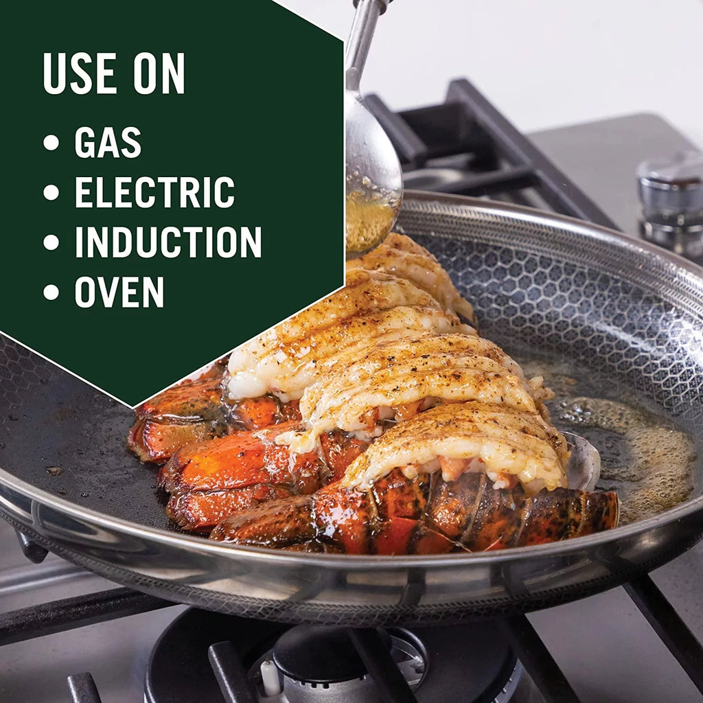 12 Inch Hybrid Stainless Steel Non-Stick Frying Pan with Lid N979