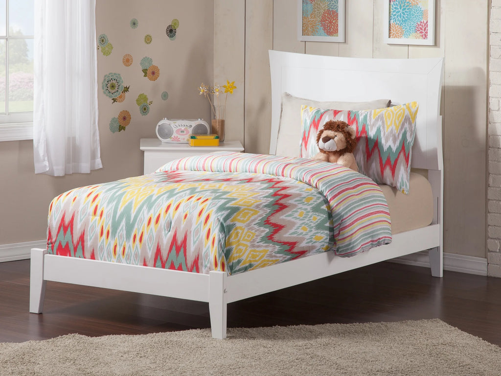 Twin Wood Bed Frame with Panel Headboard U8758