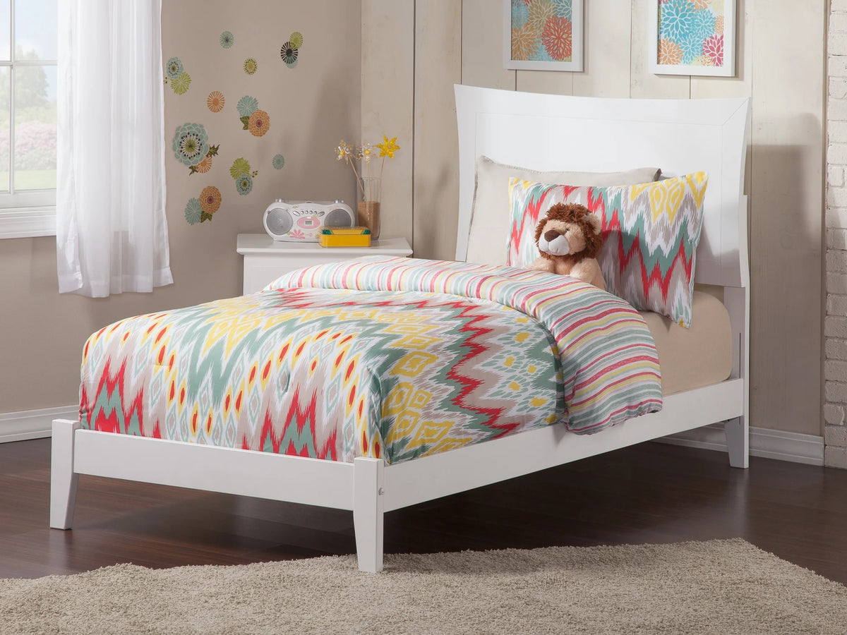 Twin Wood Bed Frame with Panel Headboard U8758